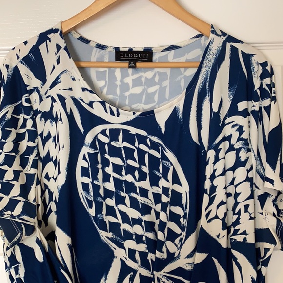 Eloquii Navy Pineapple Print Dress - Picture 2 of 4